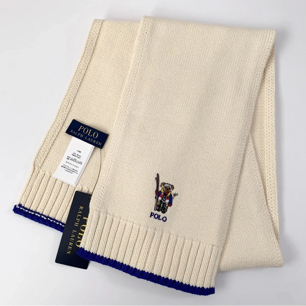 Hold Ralph Lauren polo bear embroidered scarf 100% cotton
